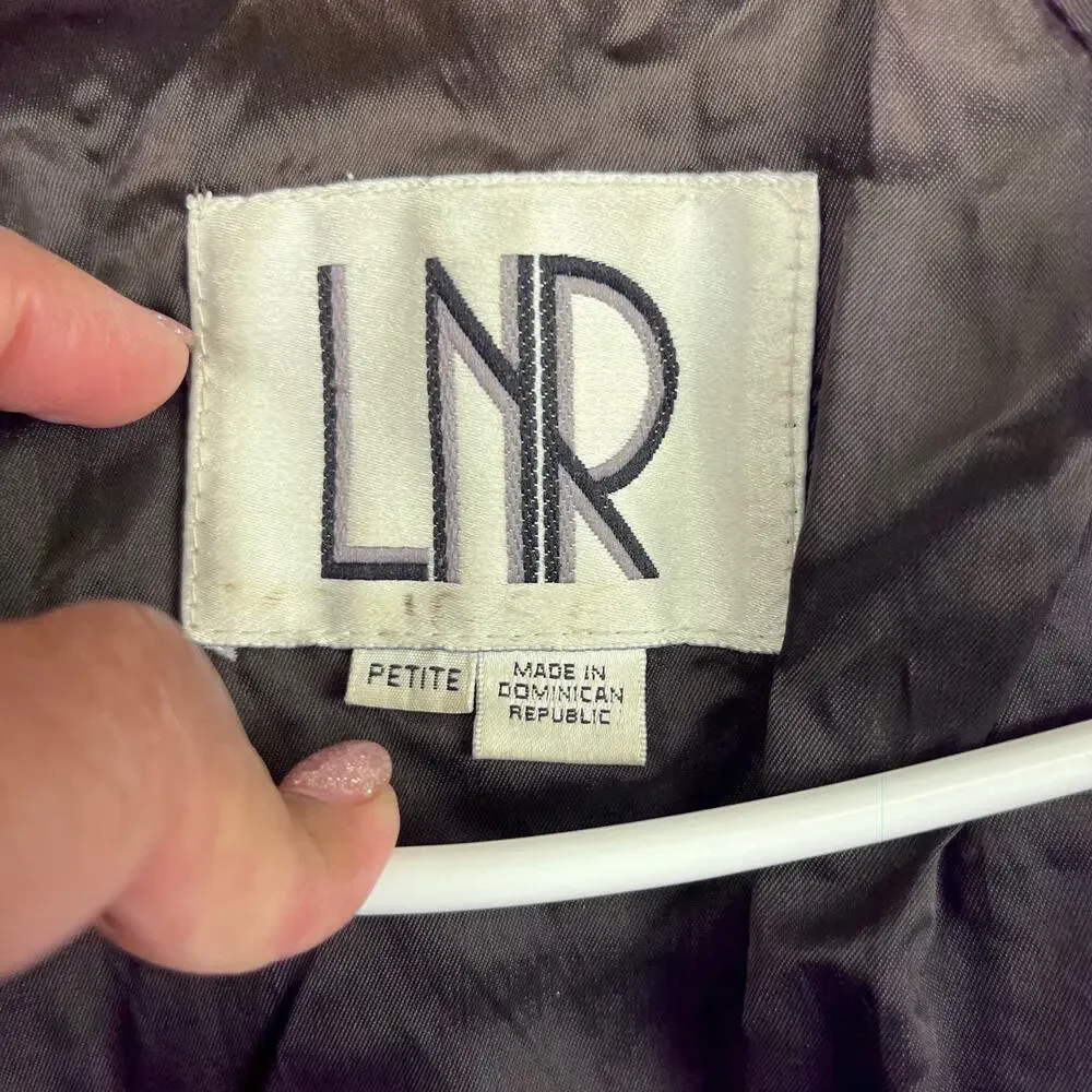 Vintage LNR Leather Patch Quilt Jacket Medium Length Petite Button Shoulder Pads
